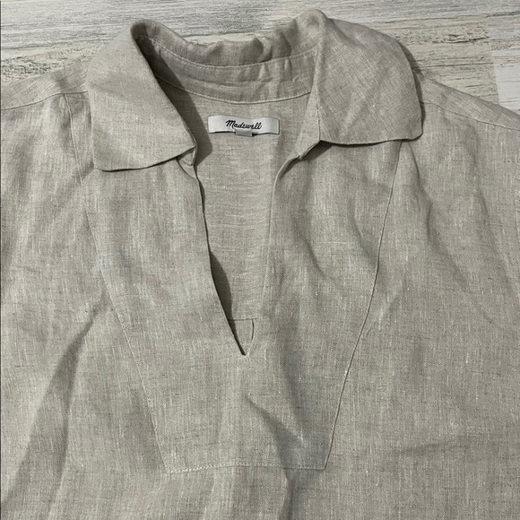 Madewell Linen Dress V-Neck - Picture 5 of 11
